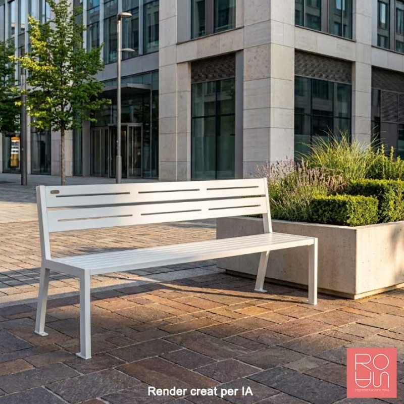 Banc urbà Silaos sense recolza braç en tot acer de 1800 mm
